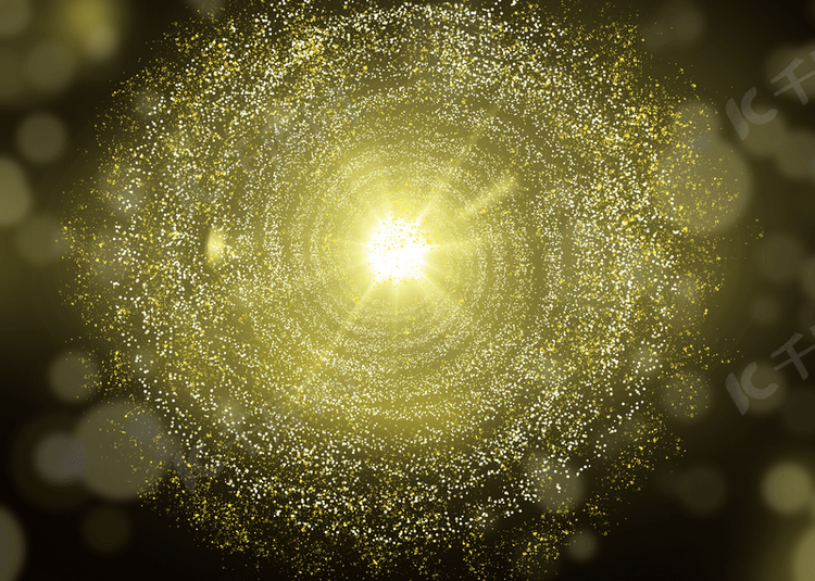 黄色螺旋闪光粒子光效