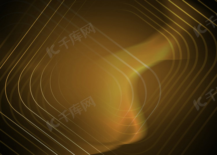 同心圆角抽象金色光效线条背景