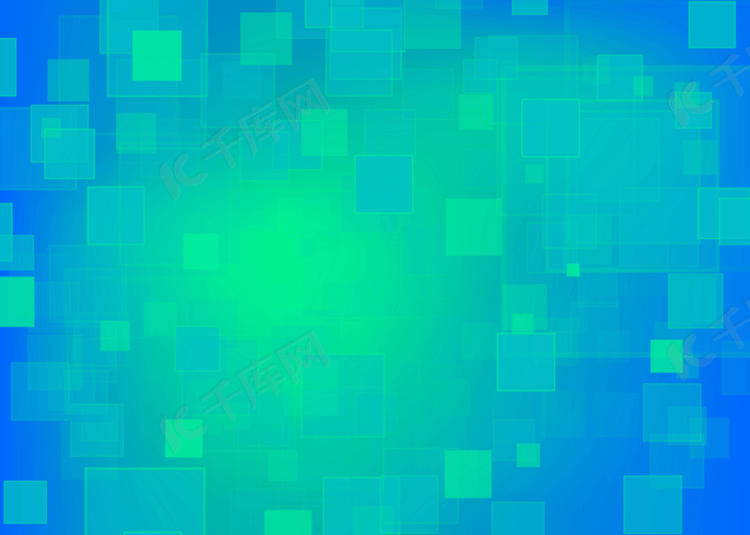 蓝绿抽象方格商务背景