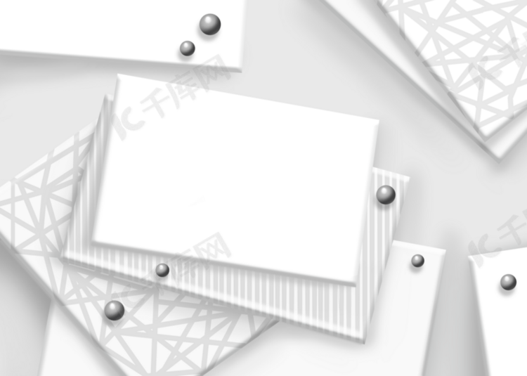 白色立体质感方块商务纯色背景