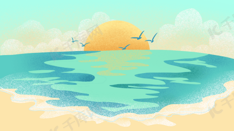 落日沙滩海鸥zoom虚拟背景