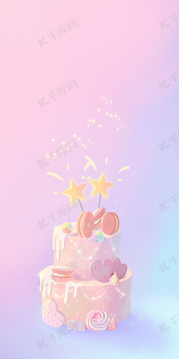 粉红童话蛋糕多彩梦幻手机壁纸背
