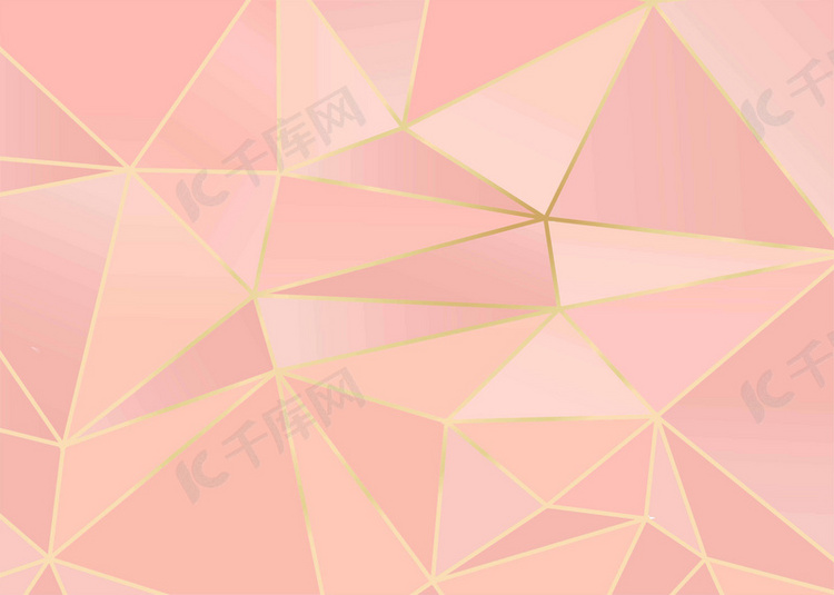 三角形粉色金线金色几何形状