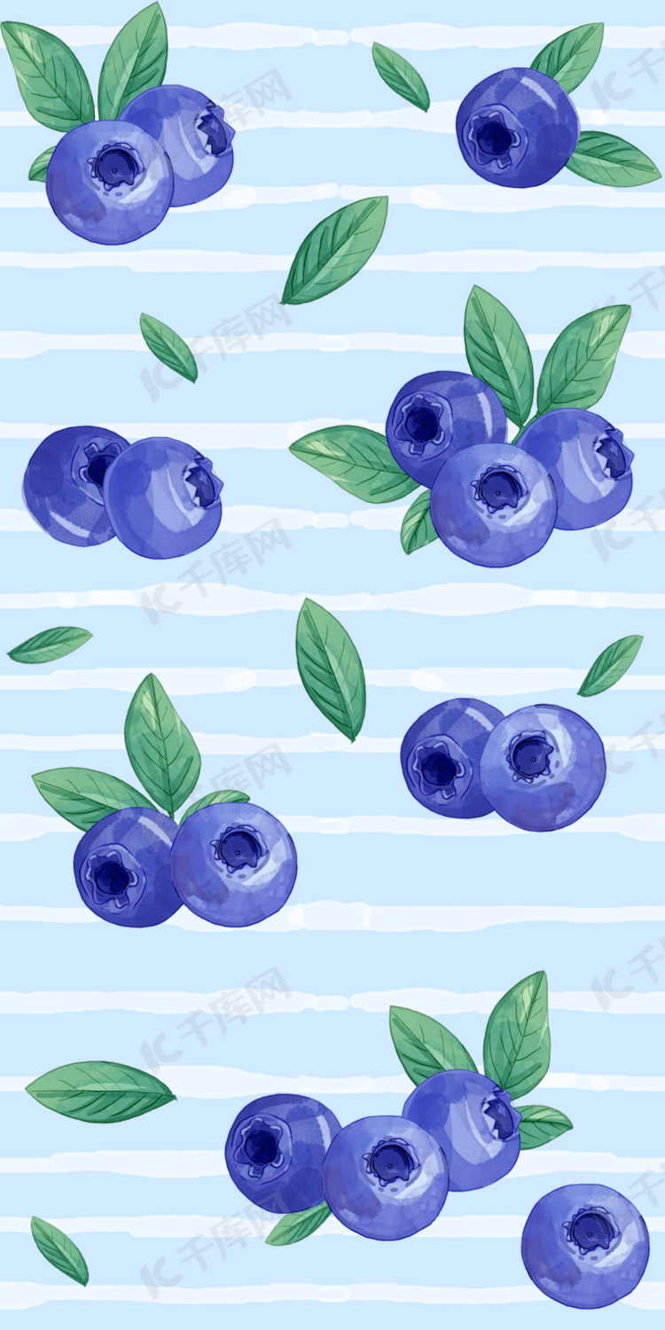 热带水果蓝莓无缝背景