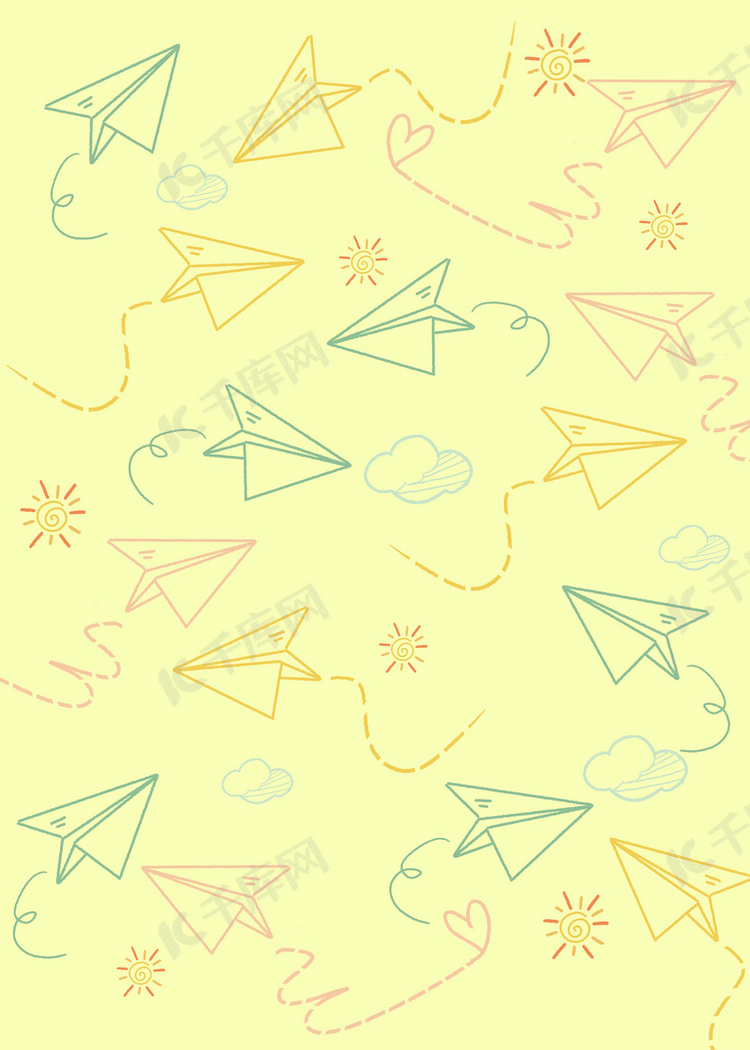 黄三色纸飞机背景