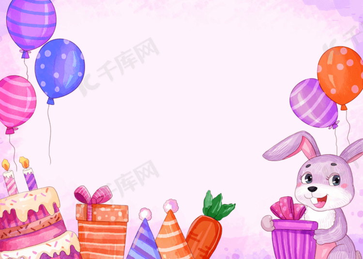 气球兔子生日快乐背景