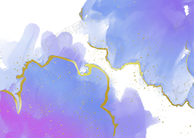 蓝紫色渐变抽象水彩金线背景