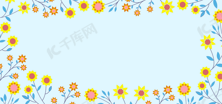 可爱母亲节彩色花卉蓝色背景