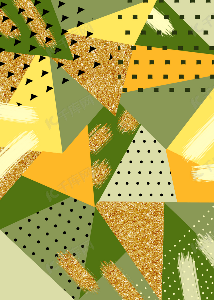 孟菲斯几何金色闪光抽象黄绿色背