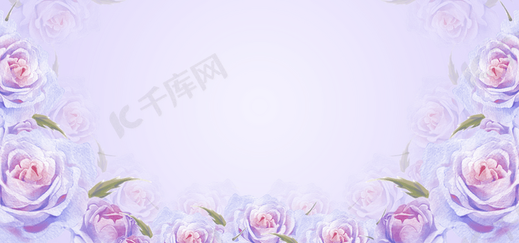 紫色主题水彩花卉背景图