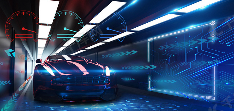 智能驾驶汽车科技蓝色未来智能