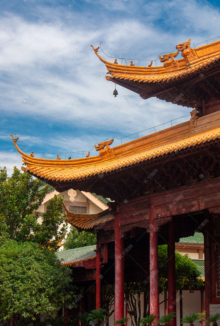 南京朝天宫大成殿重檐屋顶特写摄影图配图