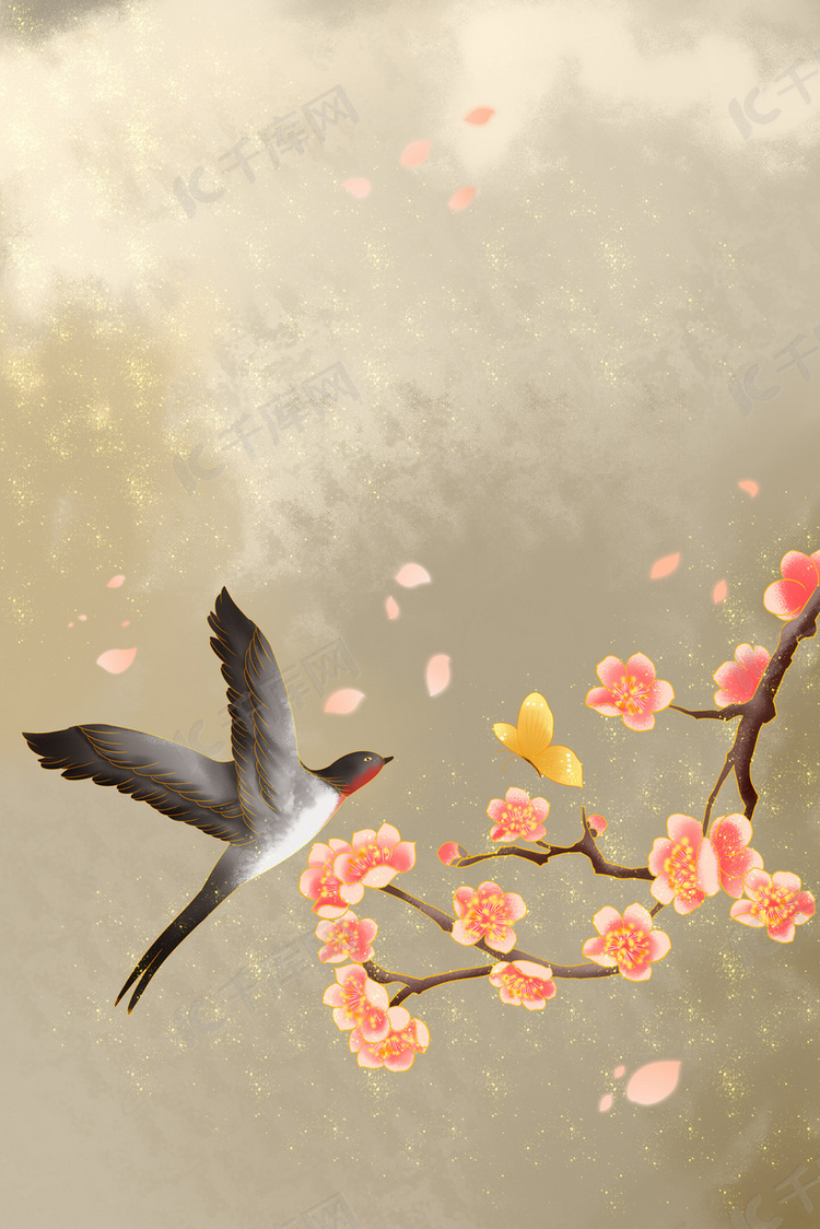 节气海报燕子梅花