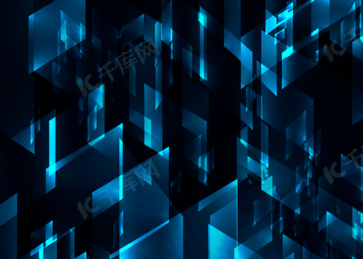 立方体立体蓝色发光光效空间背景