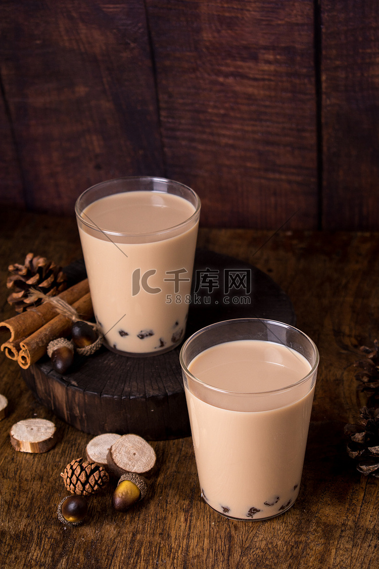 珍珠奶茶摄影图
