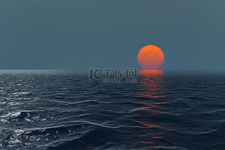 海面太阳和波浪摄影图