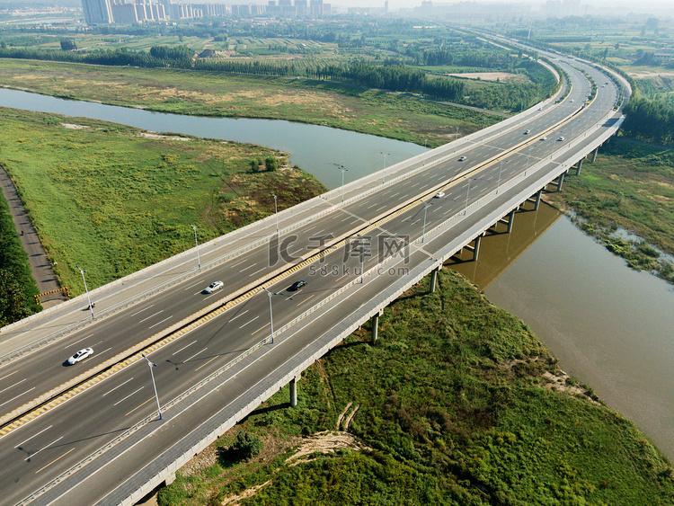 黄河分支浍河公路桥梁摄影图