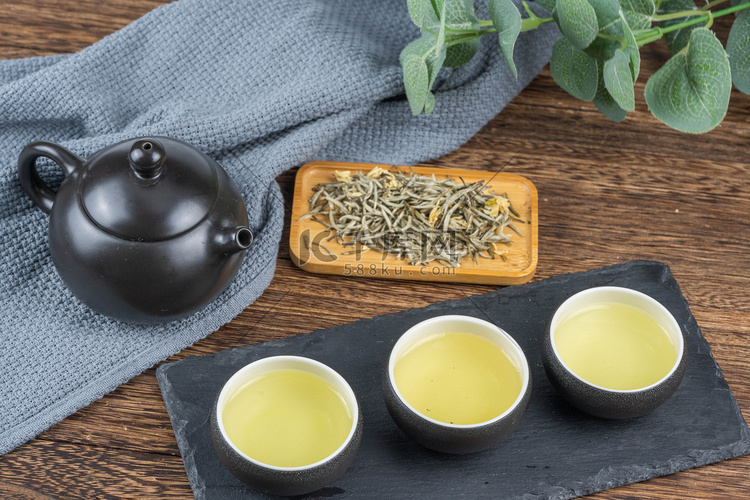 餐饮饮料绿茶茶饮摄影图