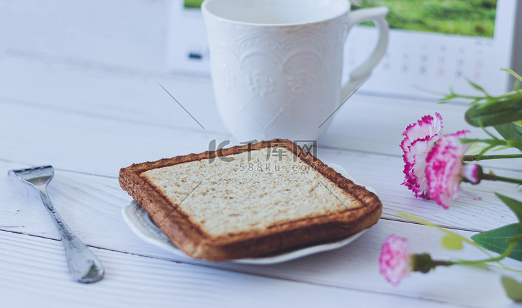 早餐面包吐司咖啡摄影图