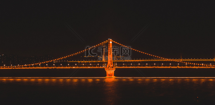 武汉鹦鹉洲大桥夜景摄影图