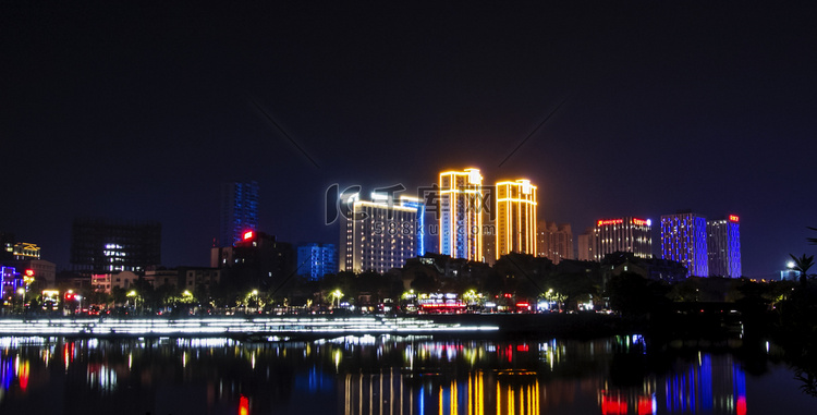 湖北荆州高楼夜景霓虹