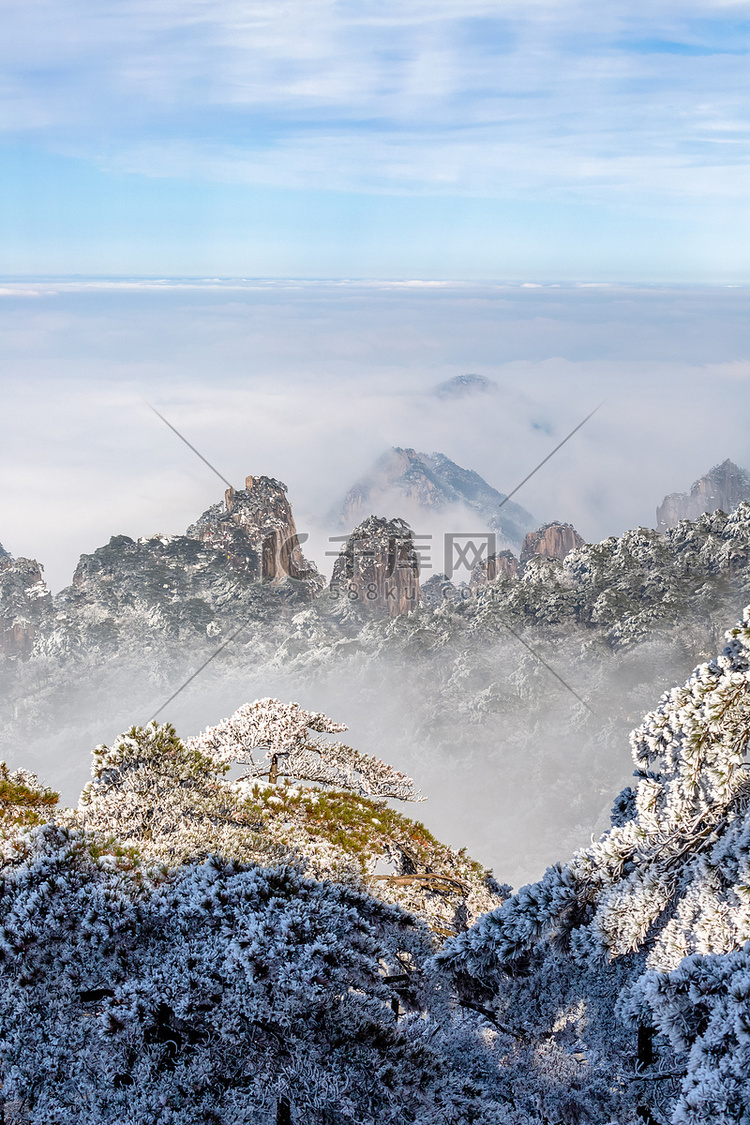 黄山雪景摄影图