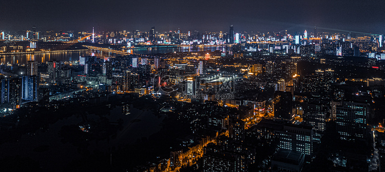 武汉城市夜景航拍摄影图