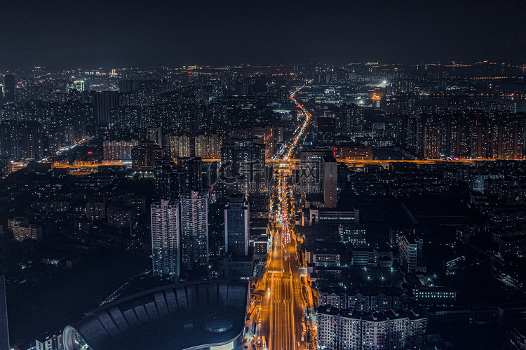 武汉民族大道夜景摄影图