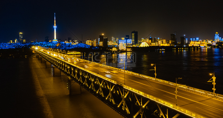 武汉长江大桥航拍摄影图