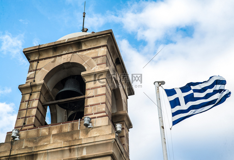 希腊雅典的钟楼摄影图