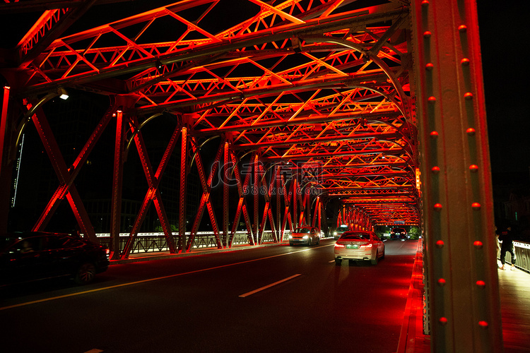 上海外白渡桥夜景摄影图