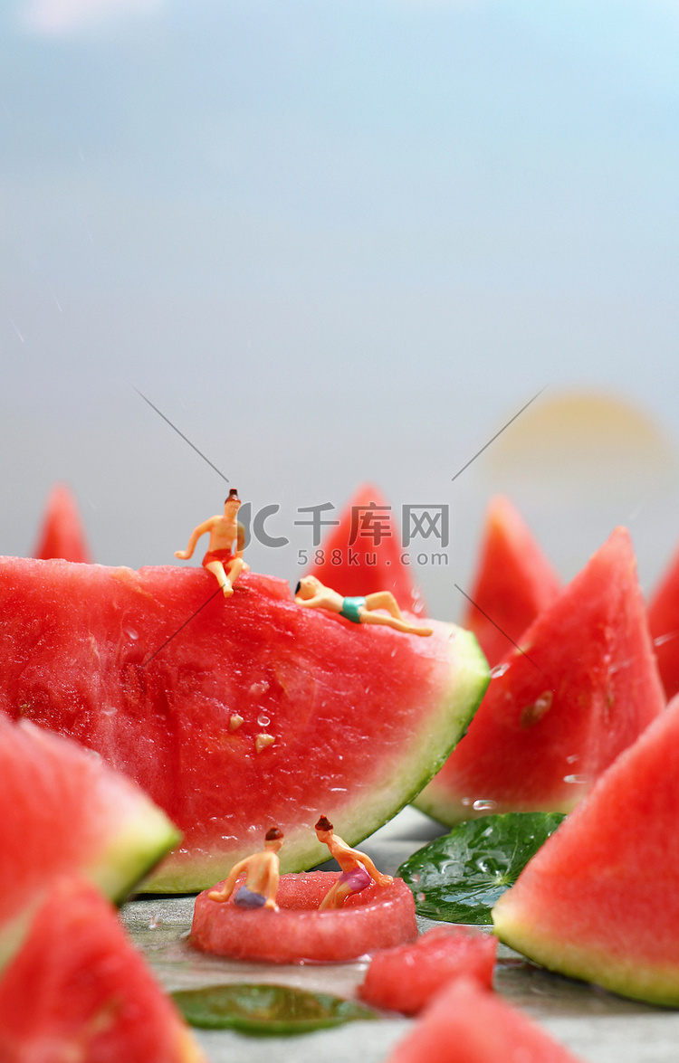 节气夏至西瓜水果微观摄影图配图