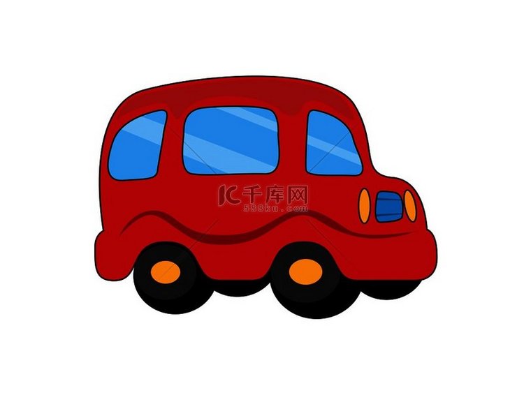 带圆形沙龙的红色玩具塑料车。