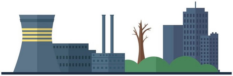 制造业和工厂污染空气和大气层。