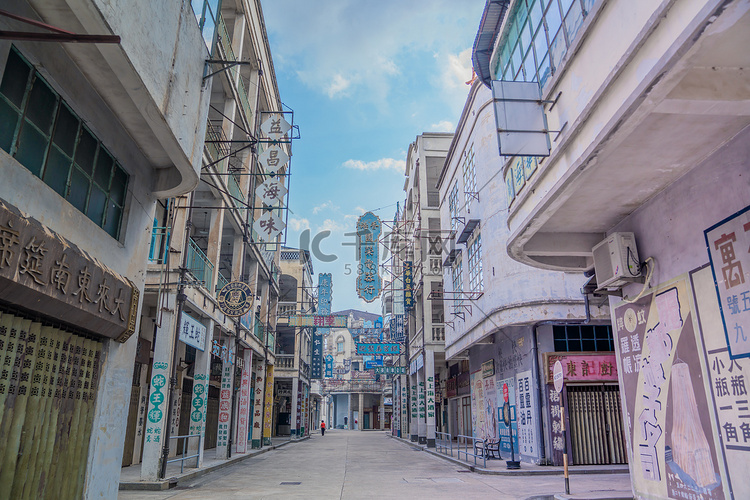 香港街下午建筑影视城建筑摄影图