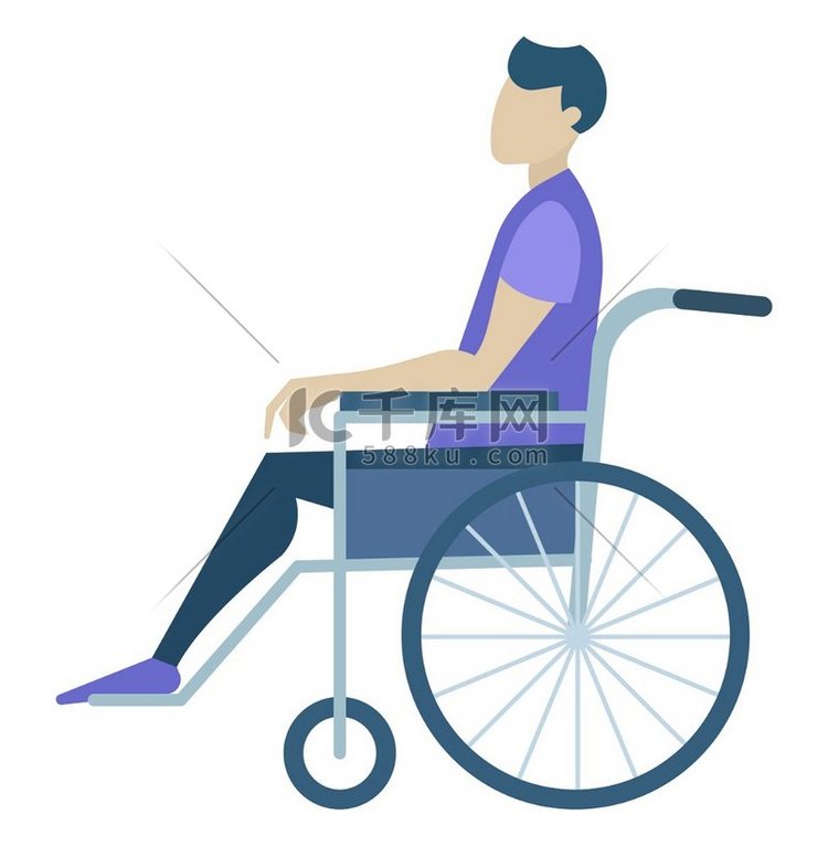 坐在轮椅上的残疾人角色。