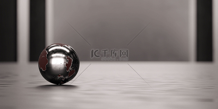 铬金属球体抽象背景3D渲染图解