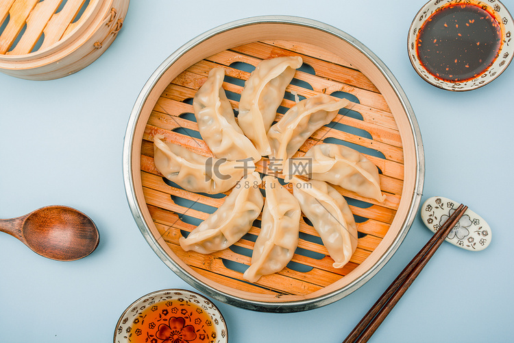 美食蒸蒸饺摄影图