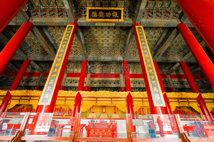 北京地标景点白天帝王庙庙宇空镜