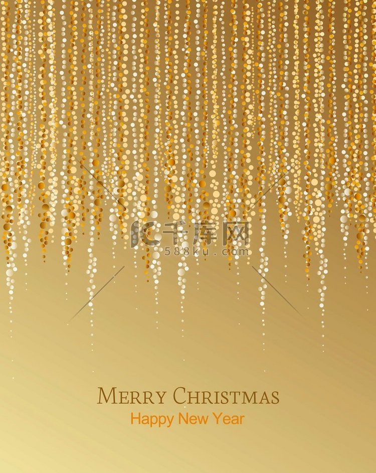 矢量插图抽象圣诞金色背景黄金假