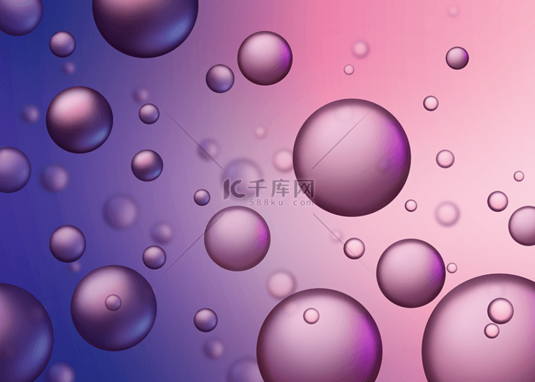 液体气泡重叠彩色渐变紫色和粉色