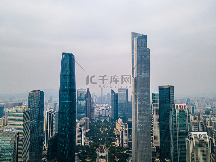 航拍广州珠江新城CBD高楼摄影