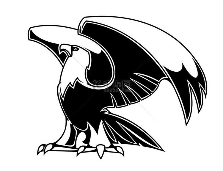 白色背景上隔离的雄鹰用于纹章或