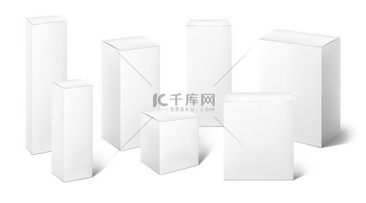 纸盒实物模型逼真的空白白色3纸