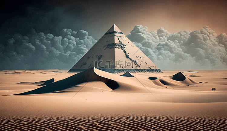 埃及古老沙漠壮观宏伟金字塔