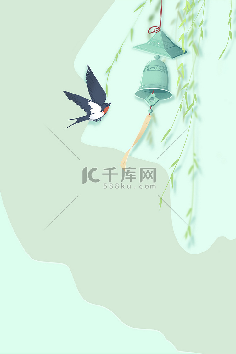 春天燕子绿色中国风海报