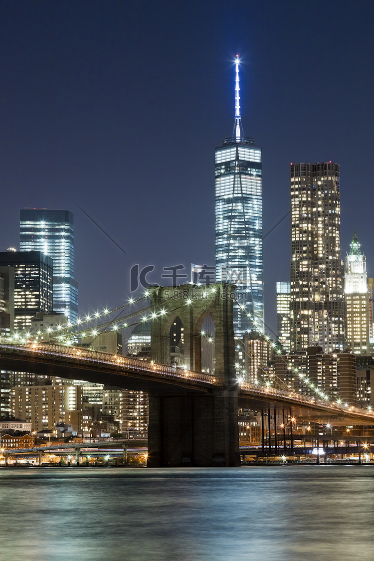 纽约城市天际线 w 布鲁克林桥