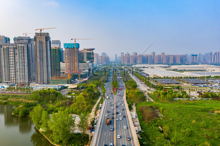 武汉城市建筑晴天建筑太子湖大道