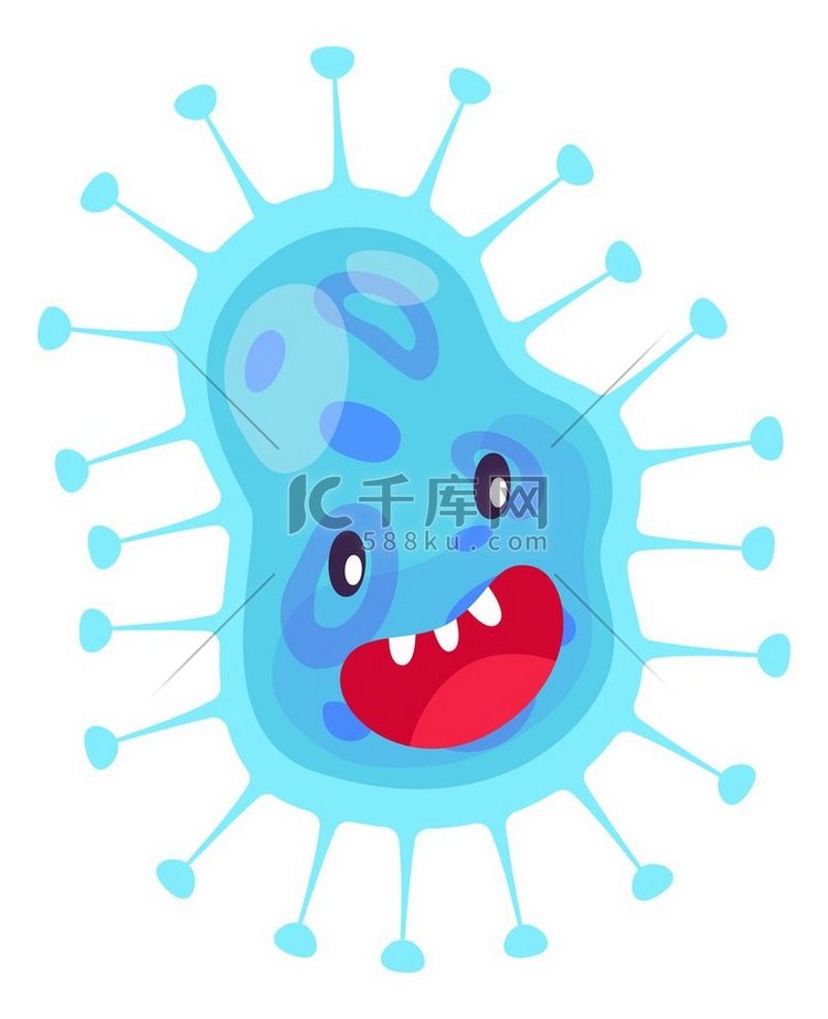 蓝色疾病怪物流感病毒卡通人物被