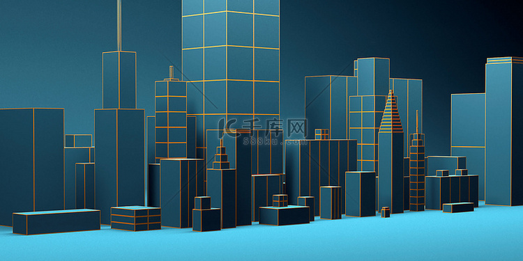 城市夜景抽象背景, 未来的蓝色